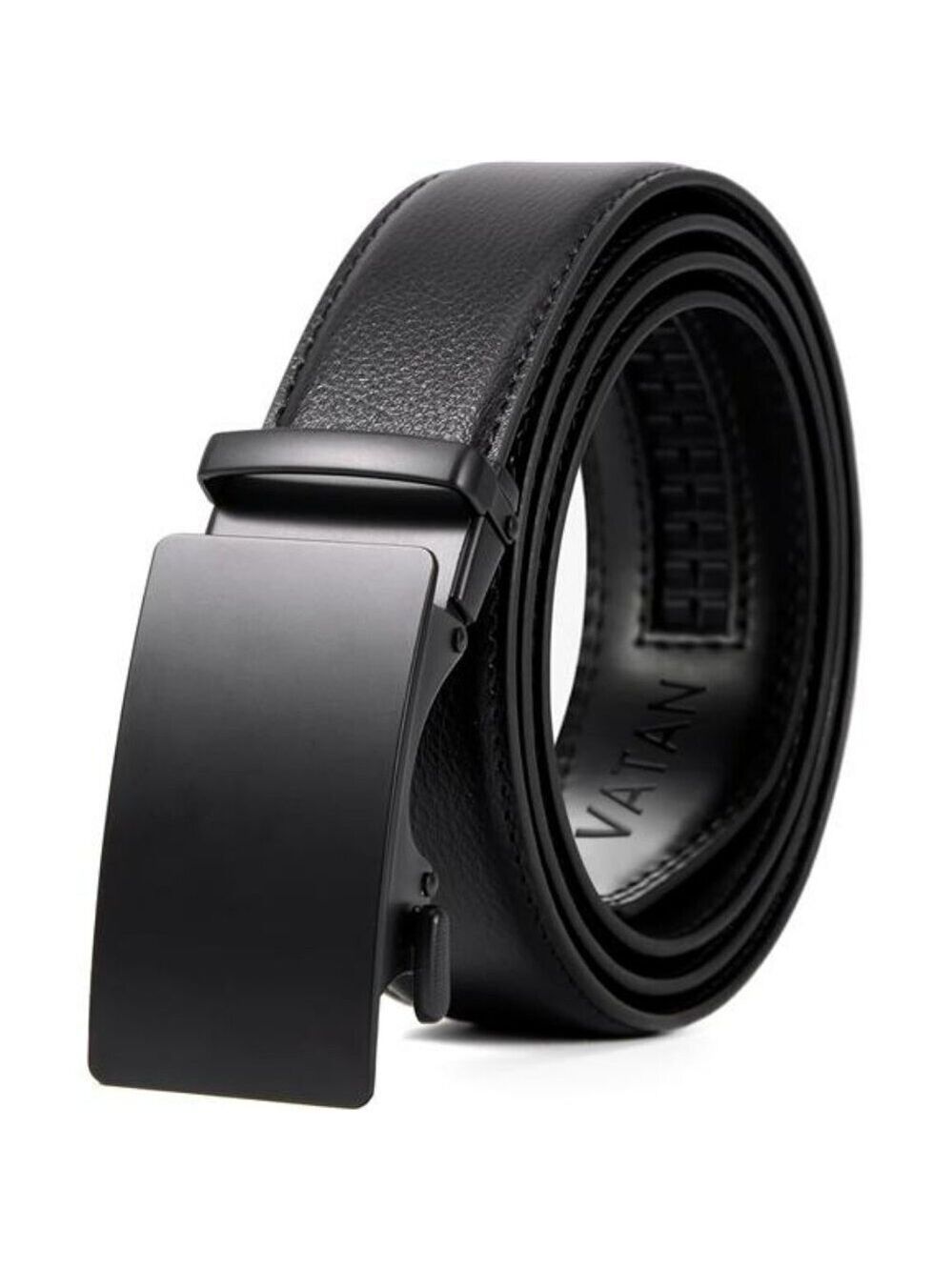 Mens Leather Ratchet Belt Adjustable Slide Buckle Dress Casual Work Jeans